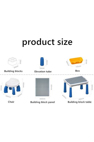 Generic Kids Table and Chair Set, Building Block Activity Table With 4 Storage Box, Adjustable Legs, 600 Me