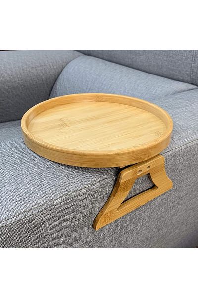 Generic Tazweeq Sofa Arm Clip Tray, Natural Bamboo Side Tables for Remote Controls, Drinks, Gamepads Holder