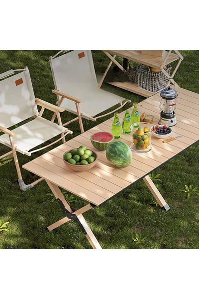 Generic Small Folding Table, Outdoor Folding Table Portable Adjustable Egg Roll Desk For Camping Travel Hik