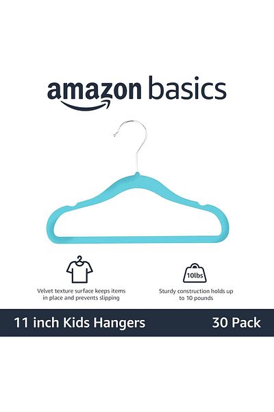 Generic Amazon Basics Children's Hangers, Velvet - Solid Blue, Set of 30