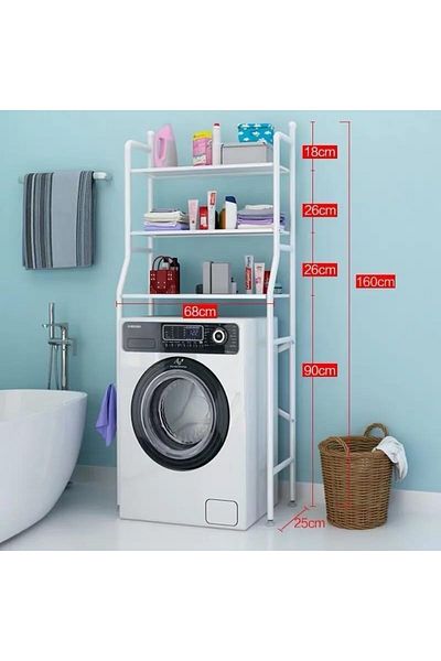 Generic Ozoy 3 Layer Over The Washing Machine Storage Rack Metal Bathroom Shelf Space Saving Organizer for