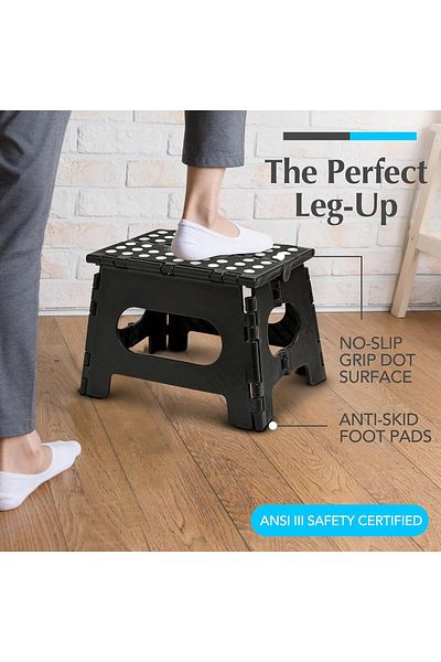 Generic Azonee Portable Folding Stool, Folding Step Stool for Adults & Kids, 300 lb Capacity, Easy One-Flip