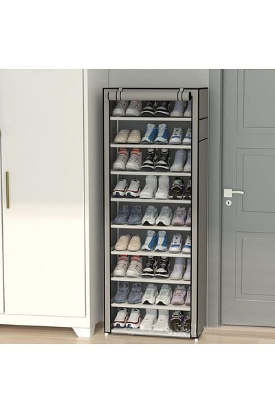 Generic ECVV 9 Ties Shoe Rack with Strong Weight Capacity, Waterproof Nonwoven Fabric Cover, Ideal Shoe Sto