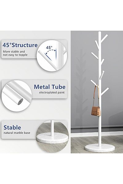 Generic Beauenty Metal Coat Rack Stand - Golden Freestanding Coat Racks with Heavy Duty Natural Marble Base