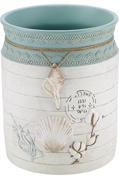 Avanti Linens Decorative Trash Can – Farmhouse Shell Collection (Top-Opening)