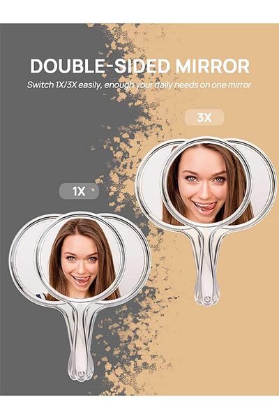 Generic KASTWAVE Set of 3 Double-Sided Handheld Mirrors with 1X/3X Magnification and Comfortable Handle - f