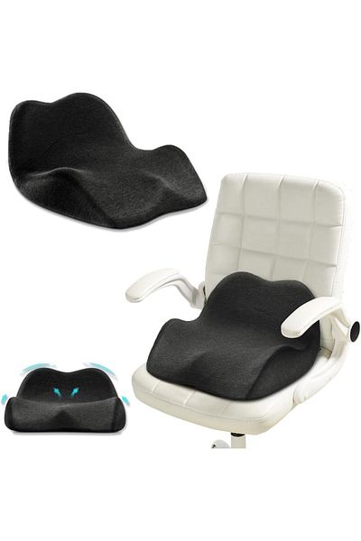Generic Seat Cushion & Lumbar Support Pillow In One, Ergonomic Desk Chair Pad Memory Foam Back Support Sitt
