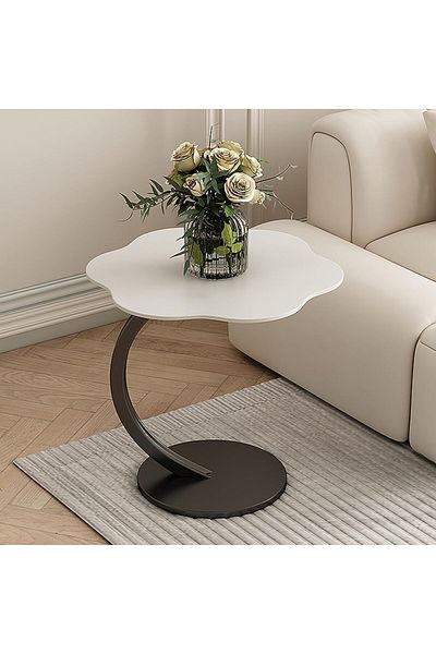 Generic XIUWOO End table,Side Table with Flower Shape,C-Shaped Coffee Table with Metal Frame for Couch,Besi