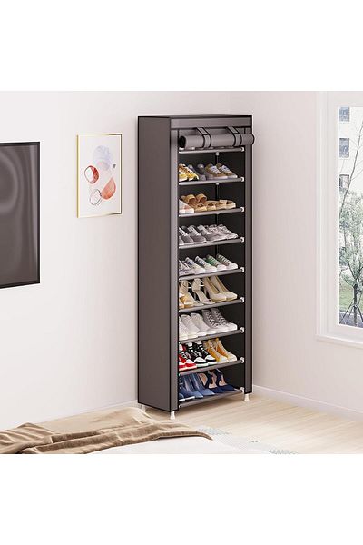 Generic U HOOME 10 Tier Shoe Rack Storage Box with Cover,Entryway Sturdy Shoe Organizer Holds 20-22 Pairs S