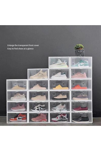 Generic Shoe Organizer Storage Boxes, 10 Pack Sneaker Containers Bins for Closet, Clear Stackable Shoe Stor
