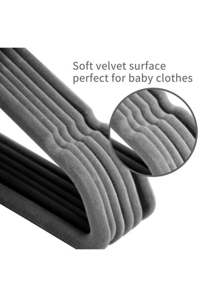 Generic MangoTree 15-Piece Non-Slip Velvet Baby Clothes Hangers (Star Gray)