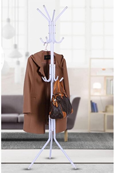 Arabest Standing Metal Coat Rack,12 Hooks 3-Tier Hat and Jacket Hanger,White