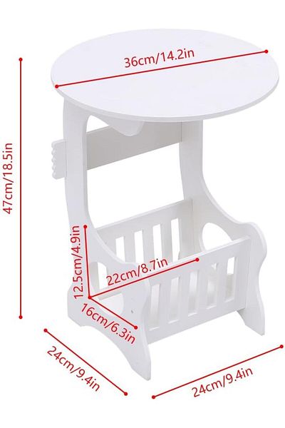 Generic LBMT End Table with Storage Basket - Round Bedside Nightstand for Bedroom & Living Room - Space Sav