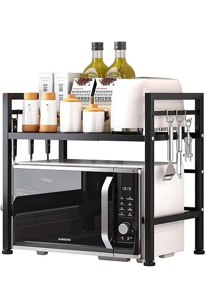 Generic TRASSLE Microwave Oven Rack,Expandable Microwave Shelf for Kitchen Counter,2 Tiers Microwave Stand