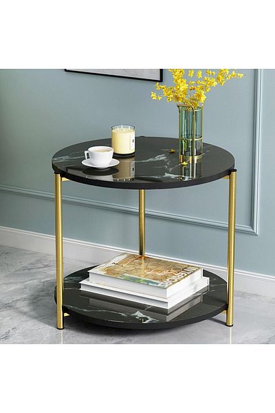Generic End Table, Round Side Table Metal Coffee Table Small Table Sofa Accent Table Side Table，Sofa Side T