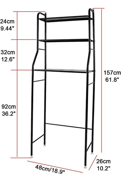 Generic Bathroom Space Saver,3 Shelf Toilet Storage Rack,Metal Frame Shelf for Home Bathroom Laundry, Bathr