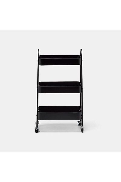 Generic Parfait 3-Tier Space Saving Multi-Use Rolling Wheels Kitchen Trolley Black WK150042/B