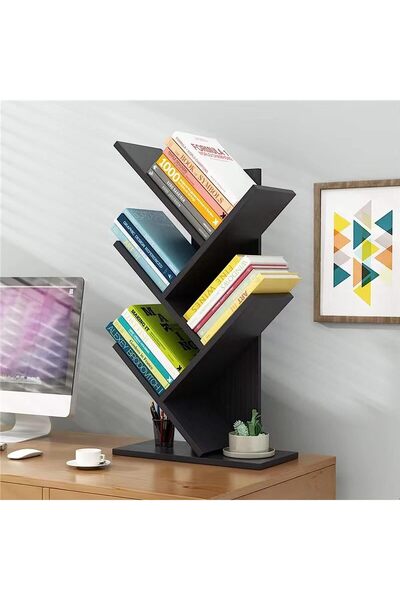 Arabest 5-Tier Tree Bookshelf, Floor Standing Wooden Bookcase for Office and ...