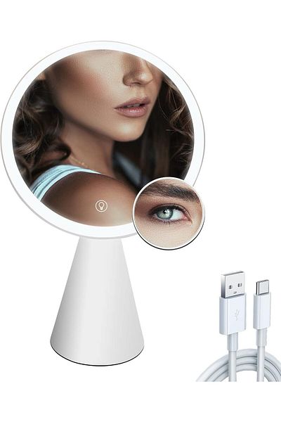 Generic Excefore 1X/5X Magnifying Lighted Makeup Mirror, LED Vanity Mirror Rechargeable 8" Large and 13" Ta