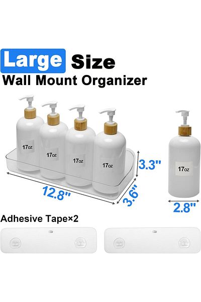 Generic Diesisa Wall Mounted Shower Caddy, Clear Acrylic Shelf, 12.4" x 3.42" x 3.26", No Drilling Adhesive