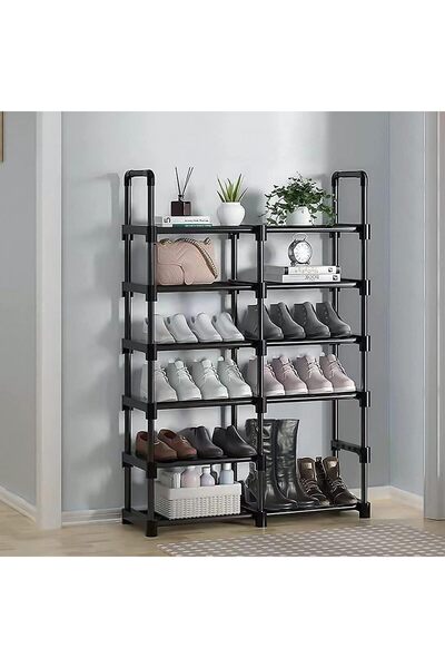 Arabest 2 Row 6 Tier Shoe Racks,Large Capacity Shoe Organizer,Stackable Metal...
