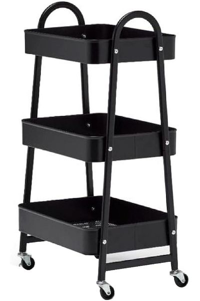 Generic Parfait 3-Tier Space Saving Multi-Use Rolling Wheels Kitchen Trolley Black WK150042/B