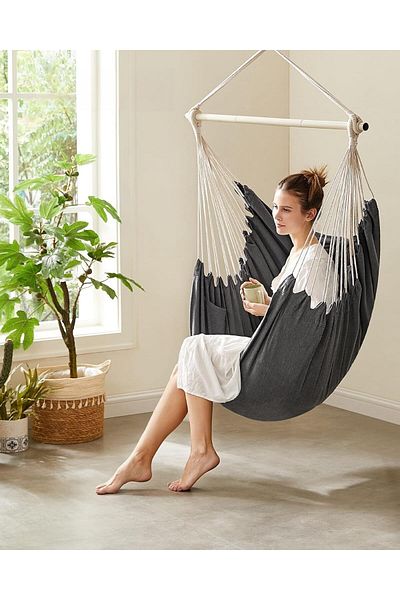 Generic Uand home Hammock Chair Hanging Rope Swing, Bedroom Swing Chair, Max 180KG, Hanging Chair With Cush