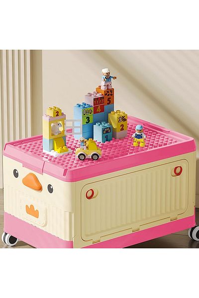 Generic XIUWOO Folding Toy Box Chest with wheels,Collapsible Sturdy Toy Storage Organizer Boxes Gifts for K