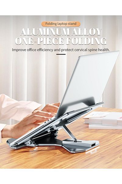 Generic Laptop Stand for Desk Adjustable 5 Gear Height, Aluminum Portable Computer Stand Fits All Laptop