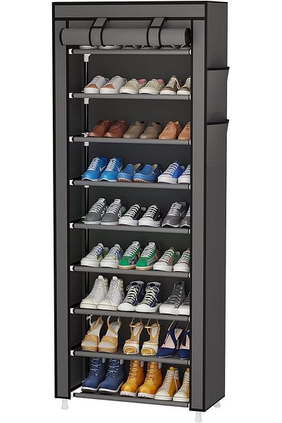 Generic U HOOME 10 Tier Shoe Rack Storage Box with Cover,Entryway Sturdy Shoe Organizer Holds 20-22 Pairs S
