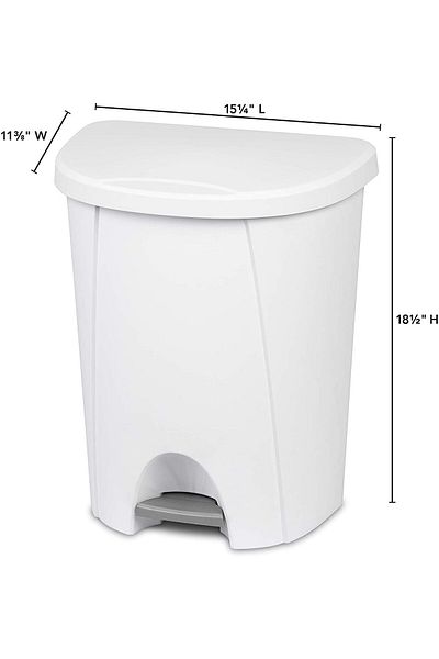 Generic Sterilite 6.6 Gallon / 25 Liter Step On Wastebasket, White - 111947
