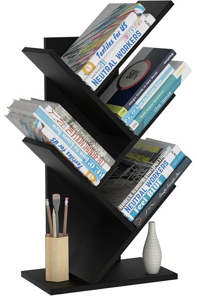 Generic BokSung 5 Tier Tree Book Shelf, Small Desktop Bookshelf with Storage Organizer, Wood Bookcase, Desk