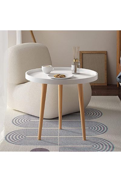 Generic pyebe Round Side Table, Tray Nightstand Sofa Coffee End Table for Living Room, Bedroom, Small Space