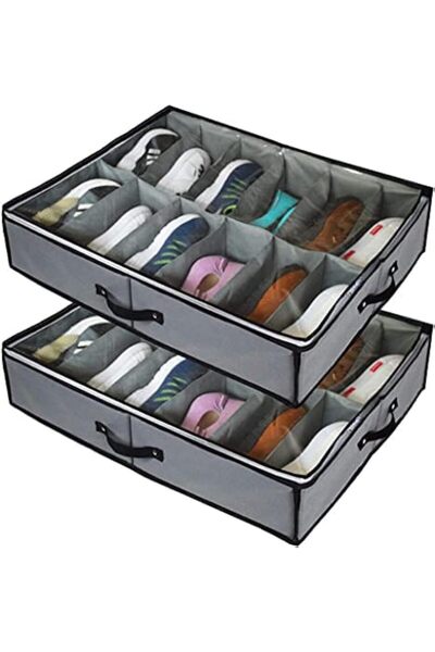 Arabest منظم تخزين أحذية مكون من قطعتين، حاويات تخزين كبيرة لأحذية الرجال وال...