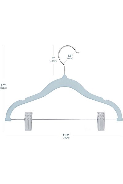 Generic ManGotree 11.8'' Baby Velvet Hangers with Movable Clips, Non-Slip Kids Clothes Hangers, Ultra-Thin