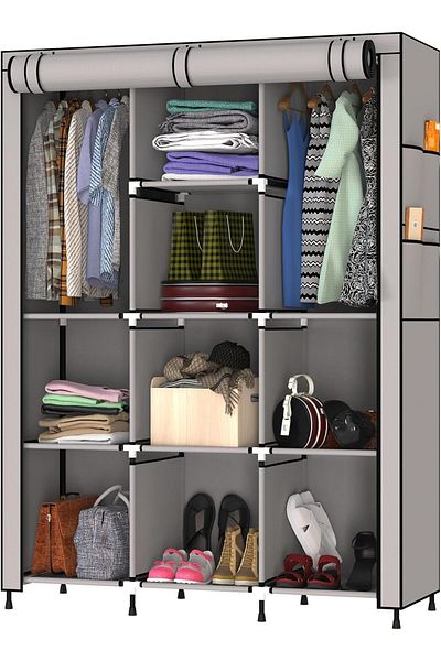 Generic MY ARMOR 3-Door Foldable Wardrobe/Cabinet/Multipurpose Storage Rack, Collapsible Fabric Wardrobe Or