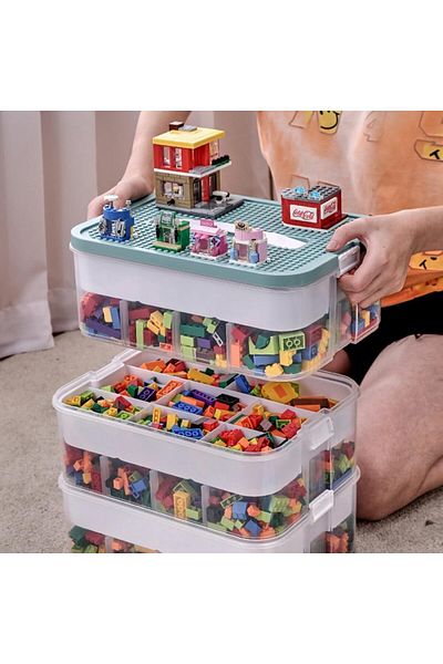 Generic TIKHOME Toy Organizer Bins with Compartments,3 LayersToy Storage Box,Building Blocks Storage, Stora