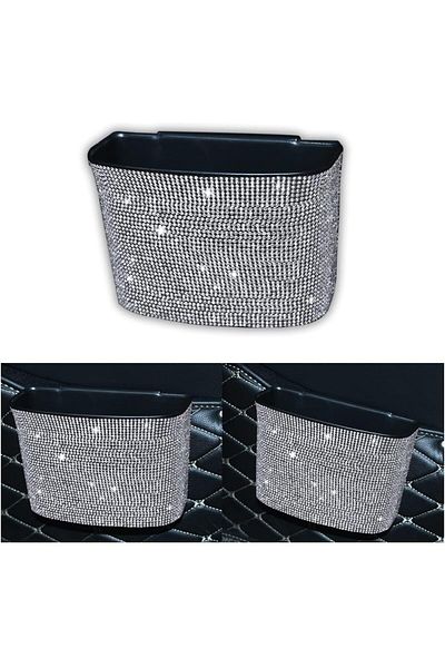 Generic EXCEFORE Car Trash Can, Hanging Wastebasket with Sparkling Rhinestones, for Desk Car small-trash Po
