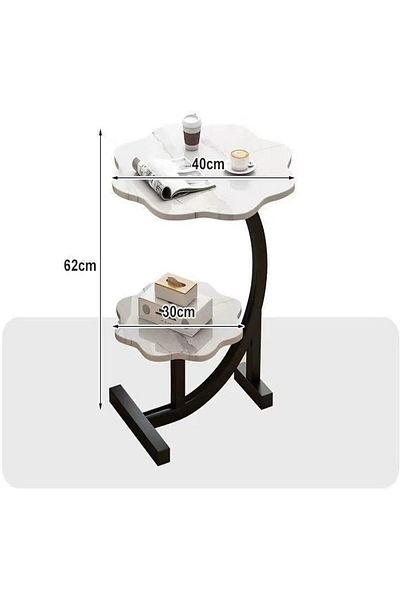 Generic LinJie C-Shaped Side Table,2 Tier End Table,Flower Shape Center Table,With Stable Metal Frame,For E