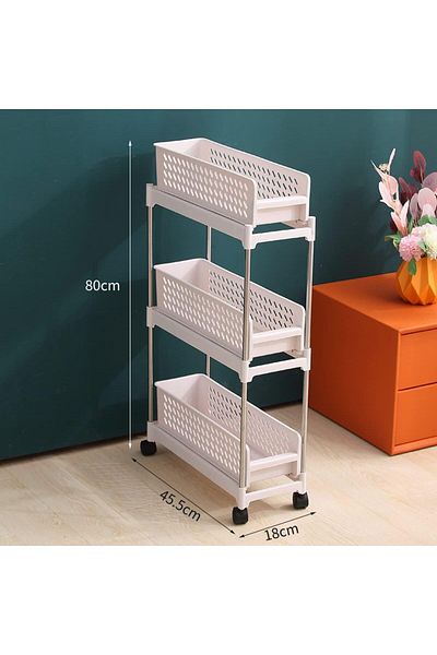 Generic ECVV 3 Tier Rolling Storage Cart, Slide Out Rolling Utility Cart for Kitchen Bathroom, Easy Assembl