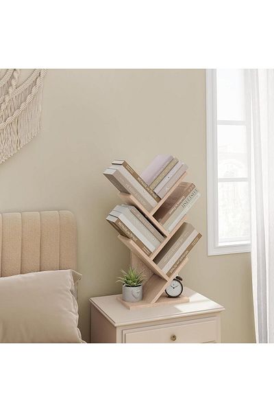Generic AnneFish 5-Shelf Bookshelf Free Standing Bookcase Small Space Book Tower for Books Magazine, Office