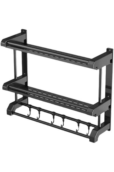 Generic HOOKOR Wall Mounted Bathroom Shelf With Towel Bars, Shower Storage Rack With Hooks, Organizer for K
