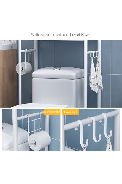 Generic Taimi 3 Shelf Bathroom Space Saver, Over The Toilet Rack, Bathroom Corner Stand Storage Organizer A