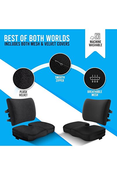 Emeralune Lumbar Support Pillow for Office Desk Chair Memory Foam Car Seat Cushion & Back Pillow