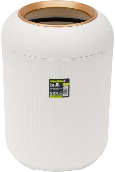 ROYALFORD Round Plastic Waste Bin 9.5L RF12251, White, Top-Opening