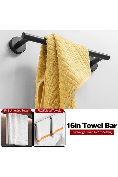 Generic RUBY-Q Bathroom Hardware Set, Matte Black Stainless Steel Bathroom Hardware Set, Including 16" Hand