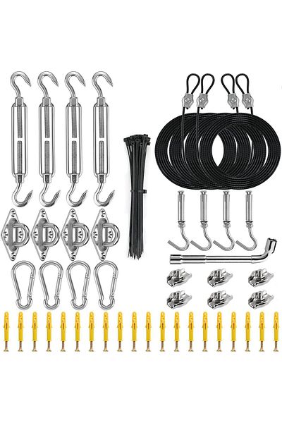 Generic ANYUAN Sun Shade Sail Hardware Kit,304 Stainless Steel Hardware Kit with 4pcs 10ft Length Extension