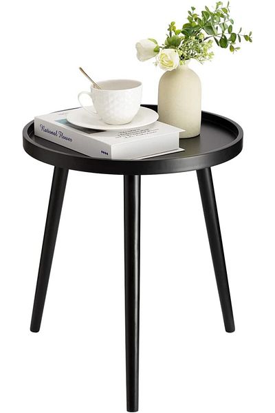 Generic TINSAWOOD Round Side Table, Black End Table Living Room, Bedroom, Balcony & Small Spaces, Small Rou