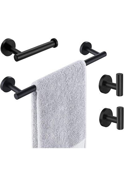 Generic EOGILY Bathroom Hardware Set, 4 Pieces SUS304 Stainless Steel Round Style Wall Mounted Towel Rack,