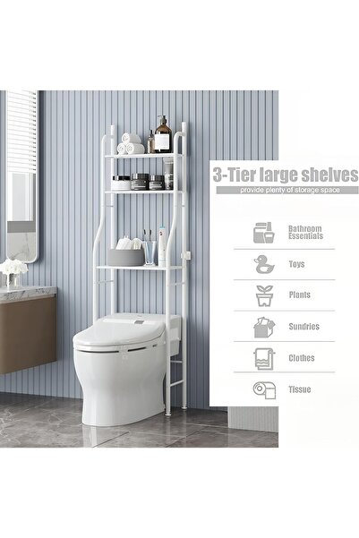 Generic Taimi 3 Shelf Bathroom Space Saver, Over The Toilet Rack, Bathroom Corner Stand Storage Organizer A